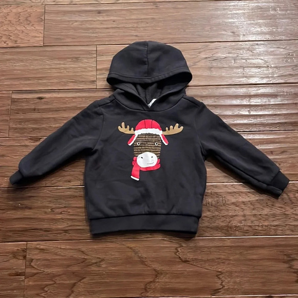 Carter’s Christmas Moose Hoodie Size 24M - Picture 1 of 4